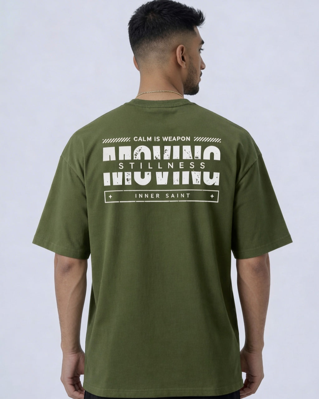 MOVING WITH STILLNESS - Oversized Black Print Tee